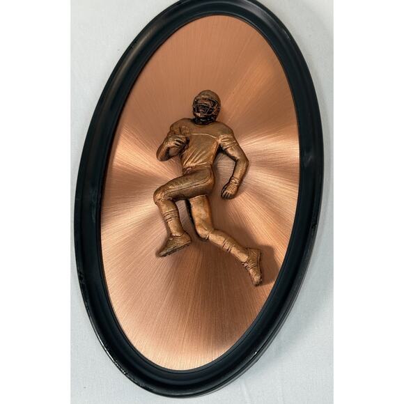Copperama Football Male Player Wall Plaque 3-D copper art w/Frame, 85-29 - Picture 2 of 9